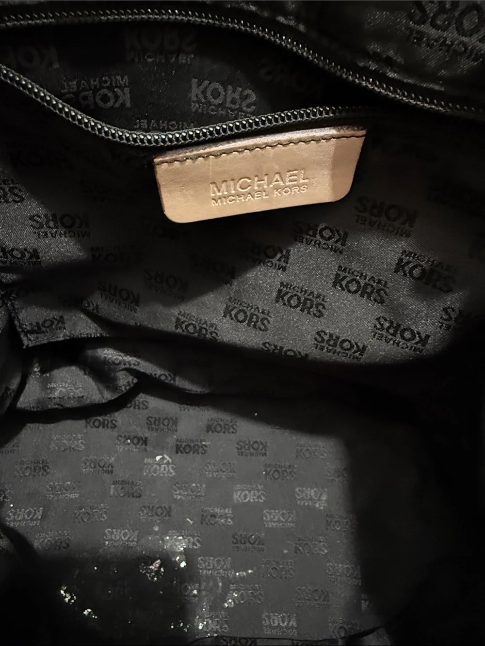 Michael Kors Black Faux-Snake Tote with Tan Shoulder Straps
